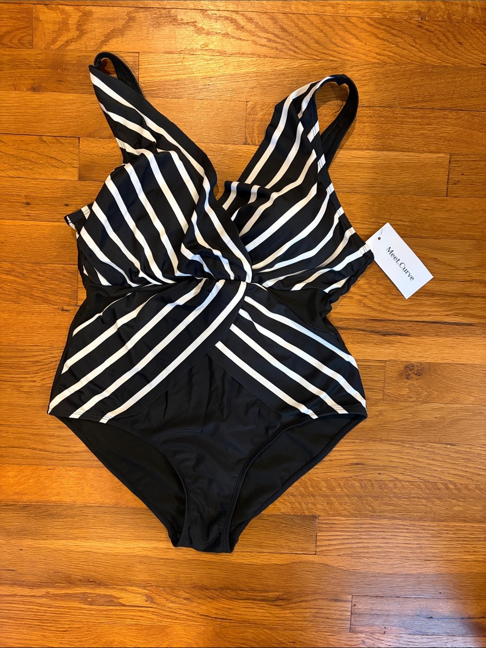 Meet.Curve Black & White Striped Women's One-Piece Swimsuit